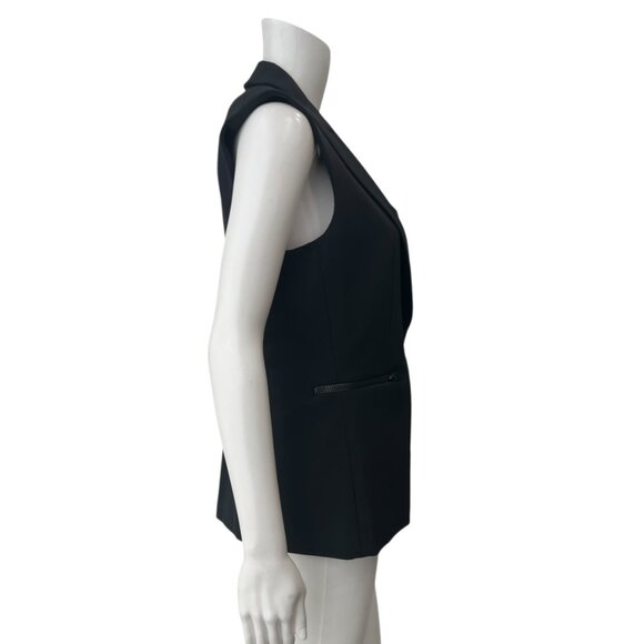 Veronica Beard Black Tux Single Breasted Vest Nylon Blazer size 6 - Picture 6 of 11